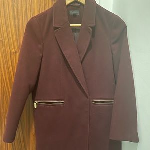 Topshop wool blend wine pea coat - US size 2